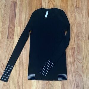 Athleta Black Wool Blend Ribbed Knit Top
